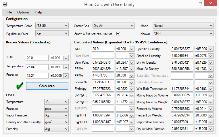HumiCalc set @ 20% RH.