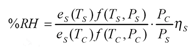 Mathematical equation for the Relative Humidity Formula.