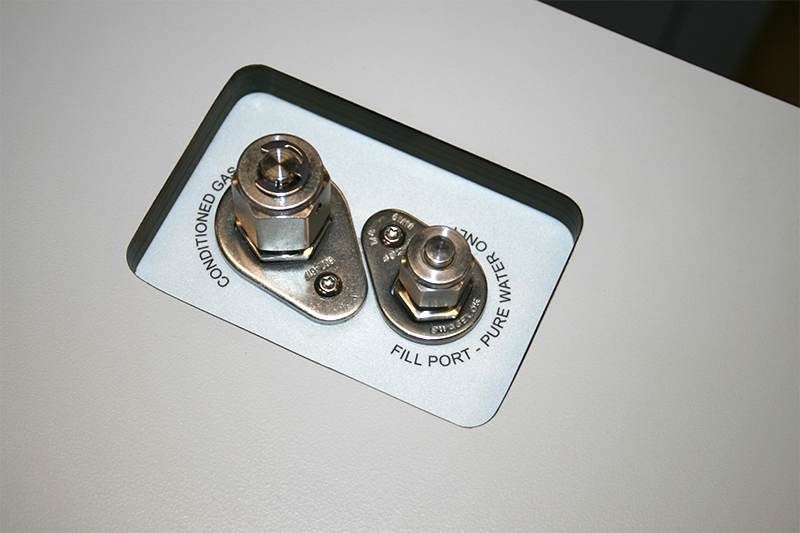Test Gas Out and Water Fill Ports